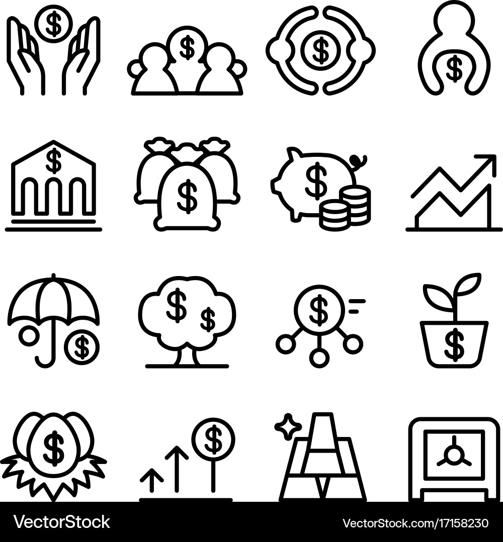 Sparen Geld-Symbol in dünner Linie Stil Vektorbild