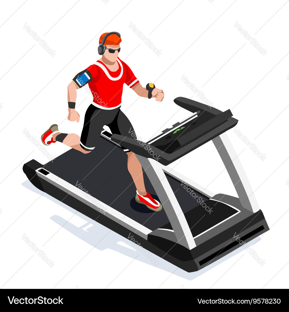 Treadmill gym class working out isometric image vector image
