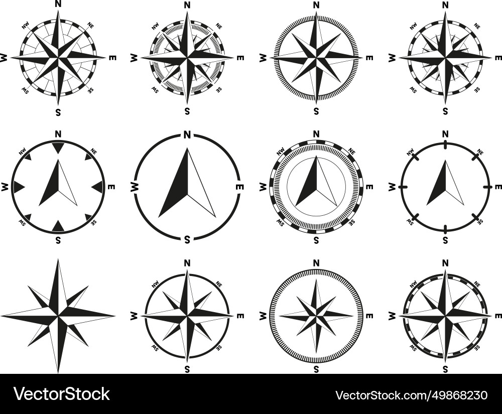 Variations of compass notation vector image