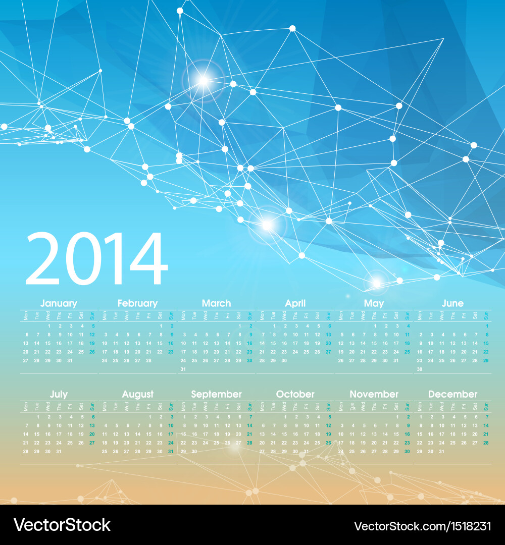 2014 Grid Calendar Template vector image