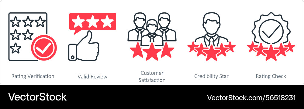 A set of 5 survey and rating icons Vector Image