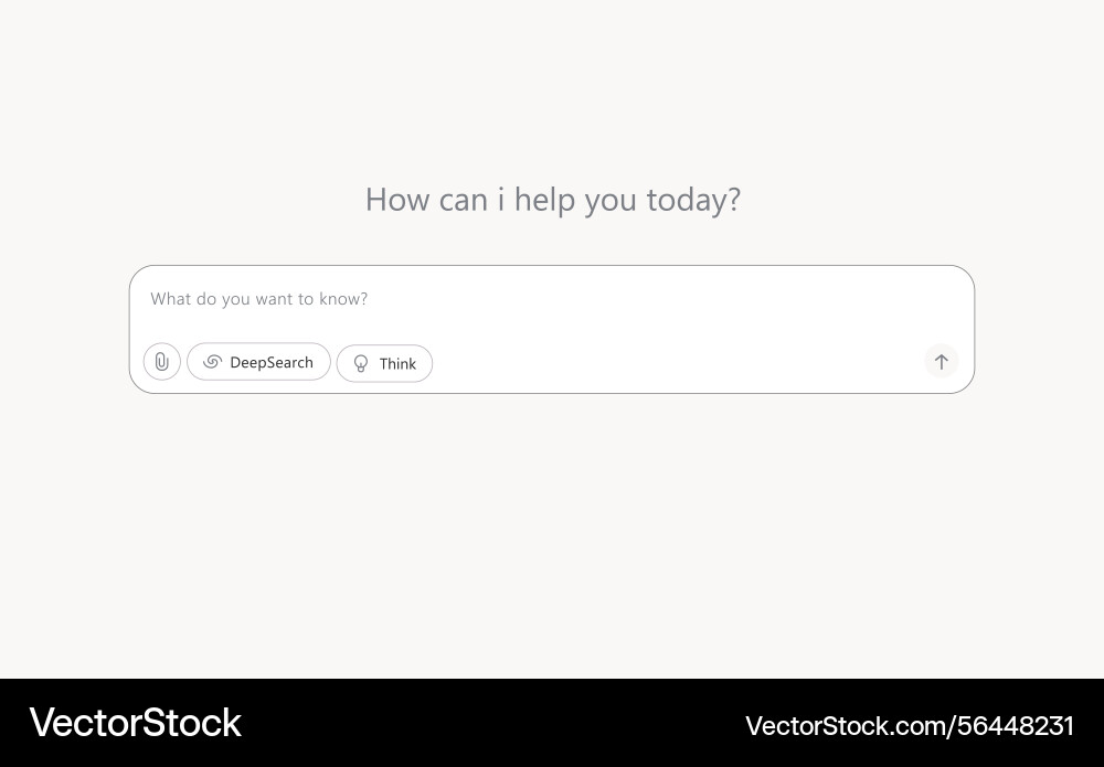 Ai chatbot interface with search and deep think Ai chatbot interface with search and deep think vector image