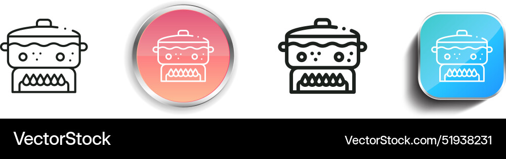 Boiling icon thin linear regular and button style Boiling icon thin linear regular and button style vector image