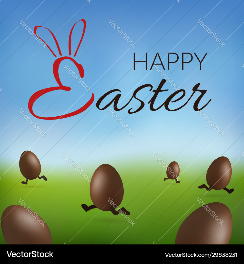 Chocolate egg 3d happy easter text running brown Vector Image
