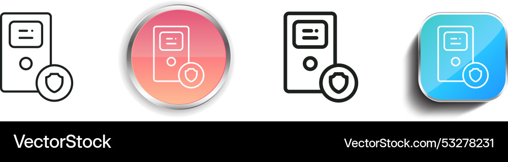 Cpu tower icon thin linear regular and button vector image
