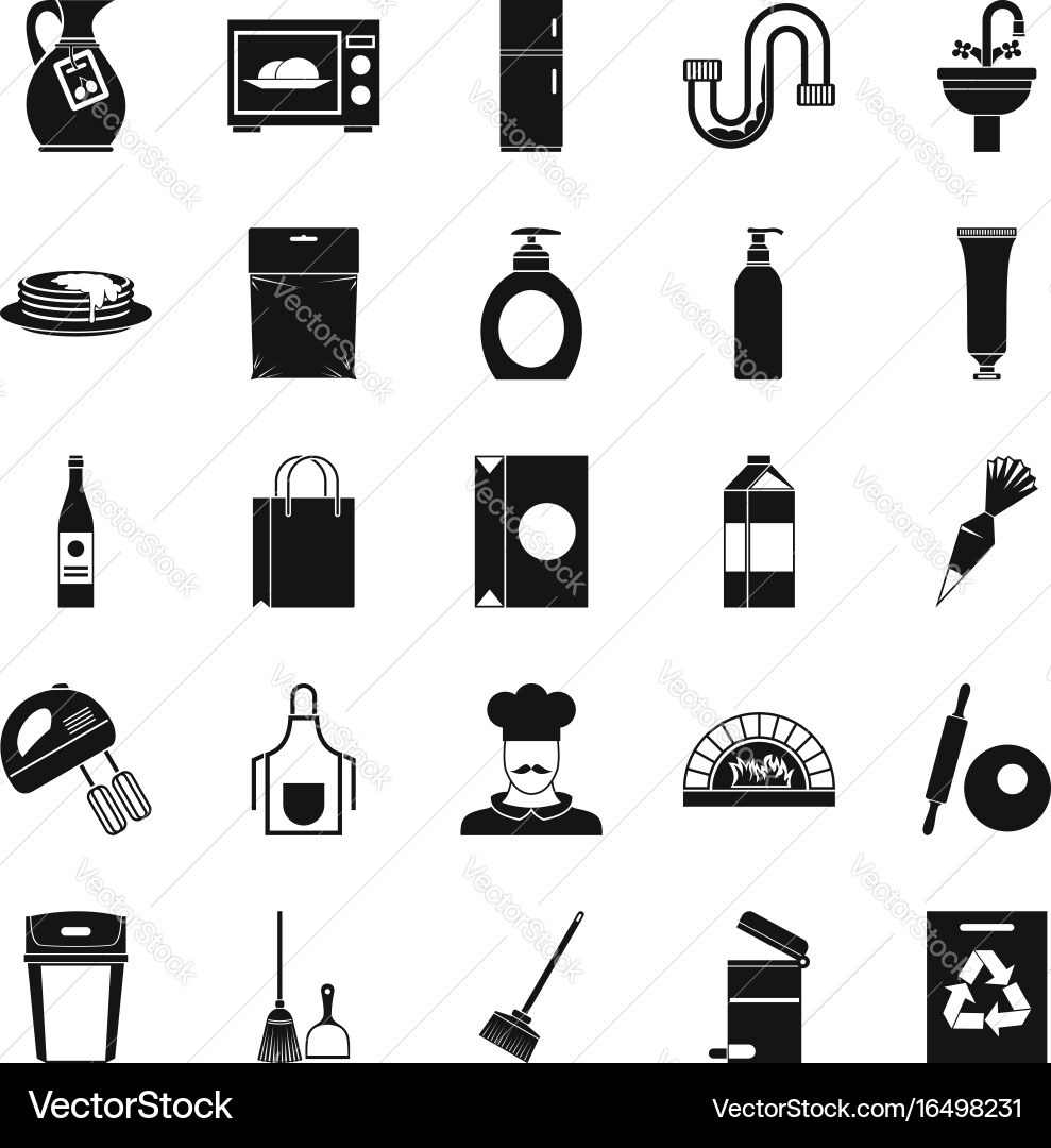 Dining icons set simple style Vector Image