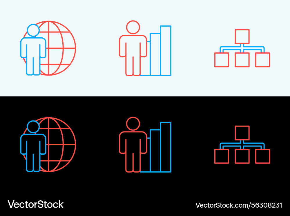 Hierarchy Chart & Headhunting Icon Set vector image