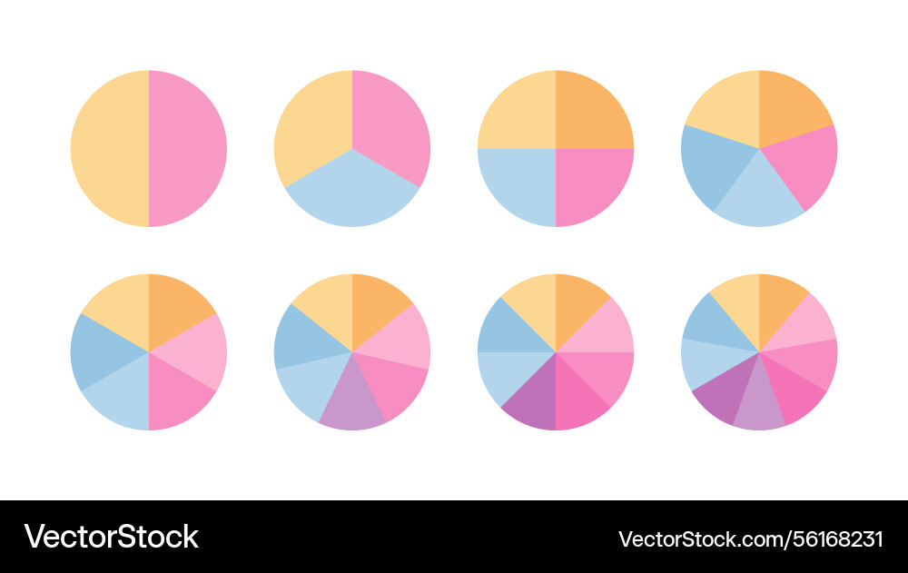 Multicolor circle graph set round schemes Multicolor circle graph set round schemes vector image