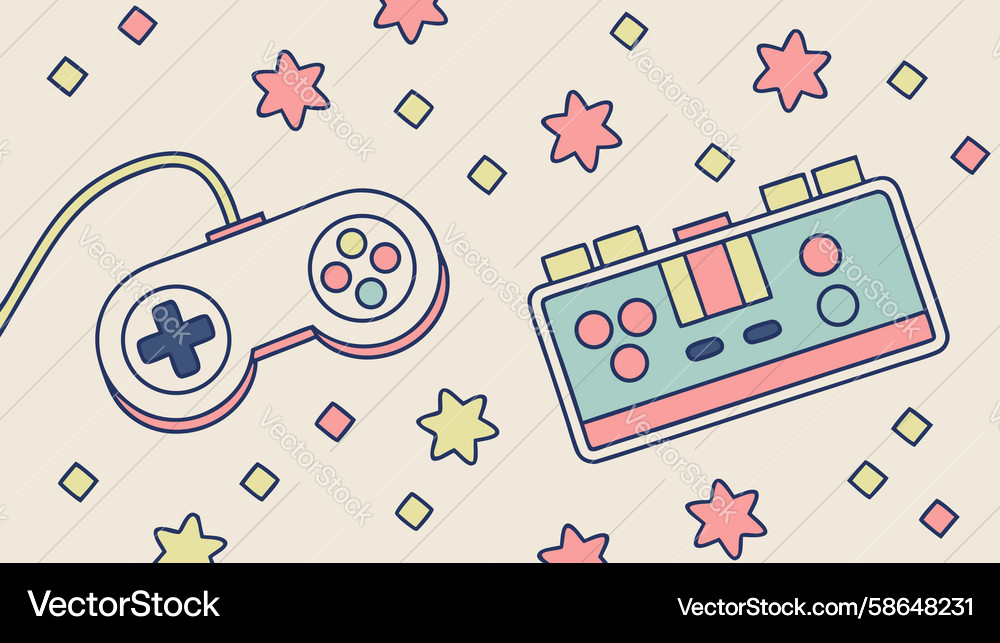Retro Gamepad Pattern Vector Image