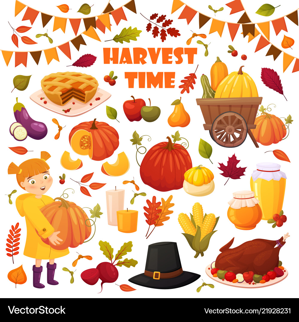 Set cartoon autumn elements Set cartoon autumn elements vector image