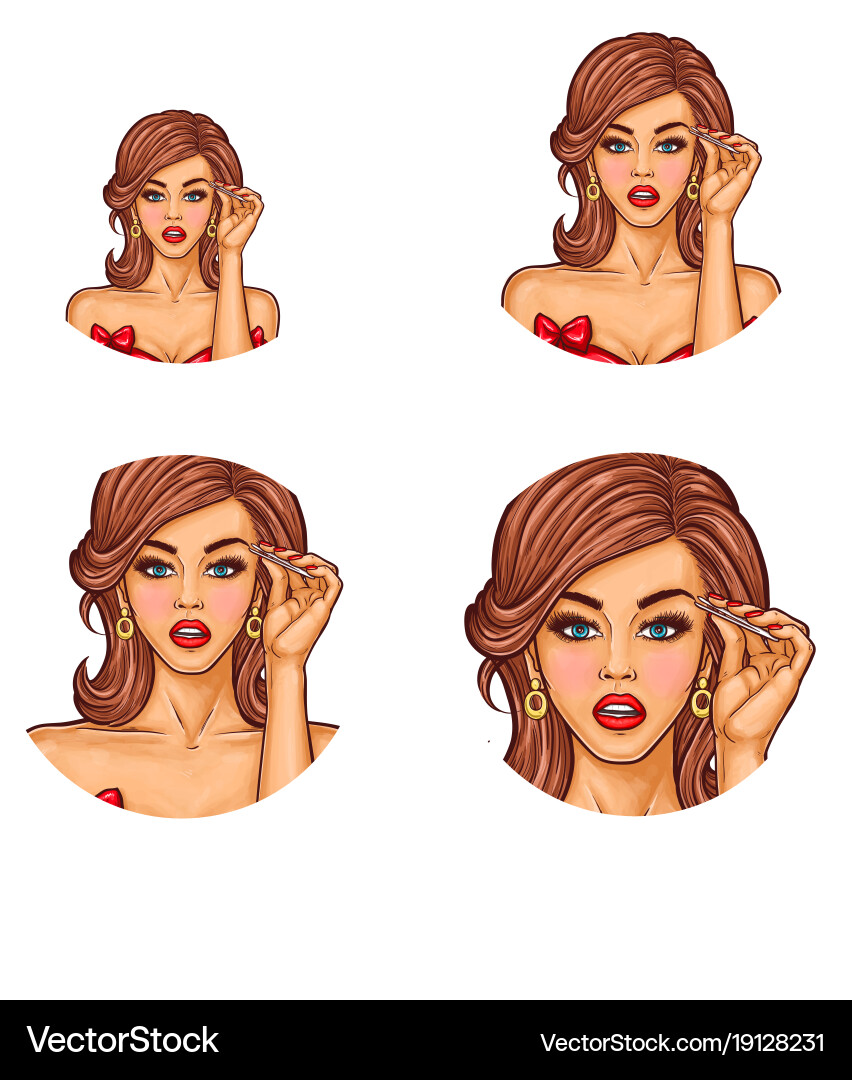 Set of pop art round avatar icons for users vector image