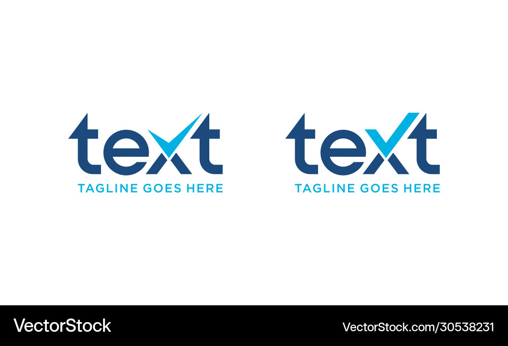 Text word with check mark for logo design vector image