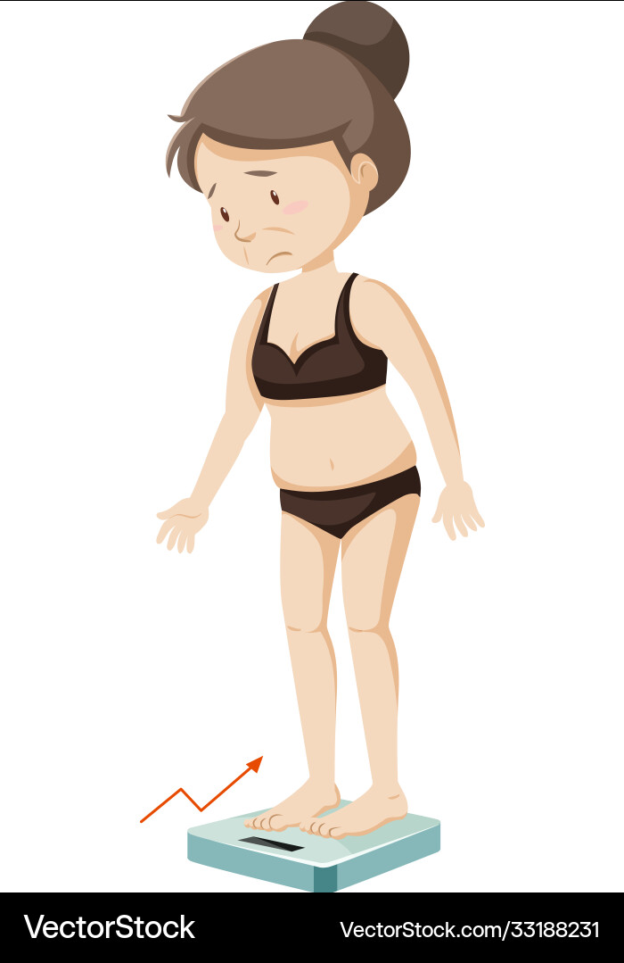 Woman gaining weight cartoon vector image