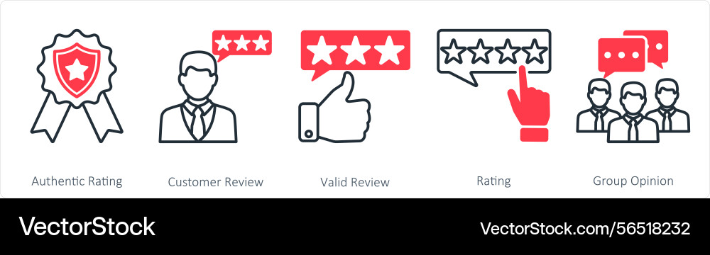 A set of 5 survey and rating icons as authentic vector image