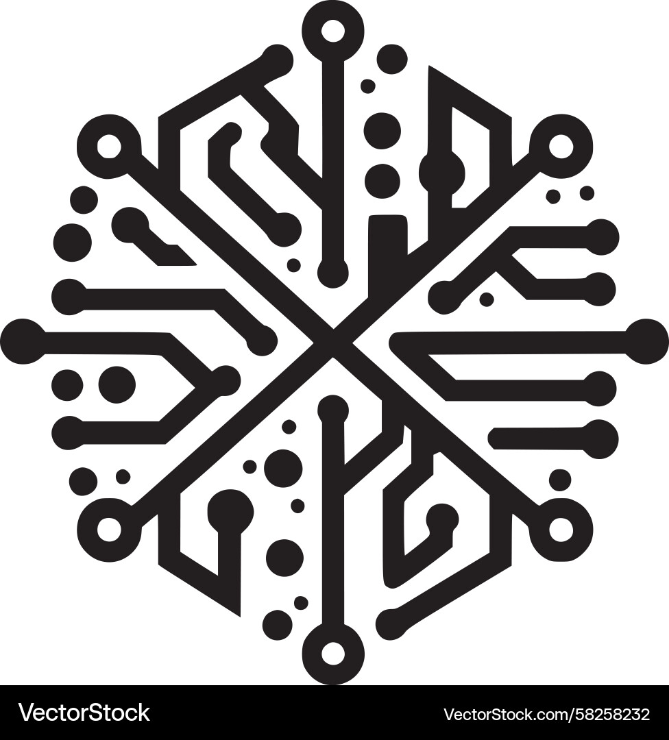 Digital Circuit Snowflake Vector Image