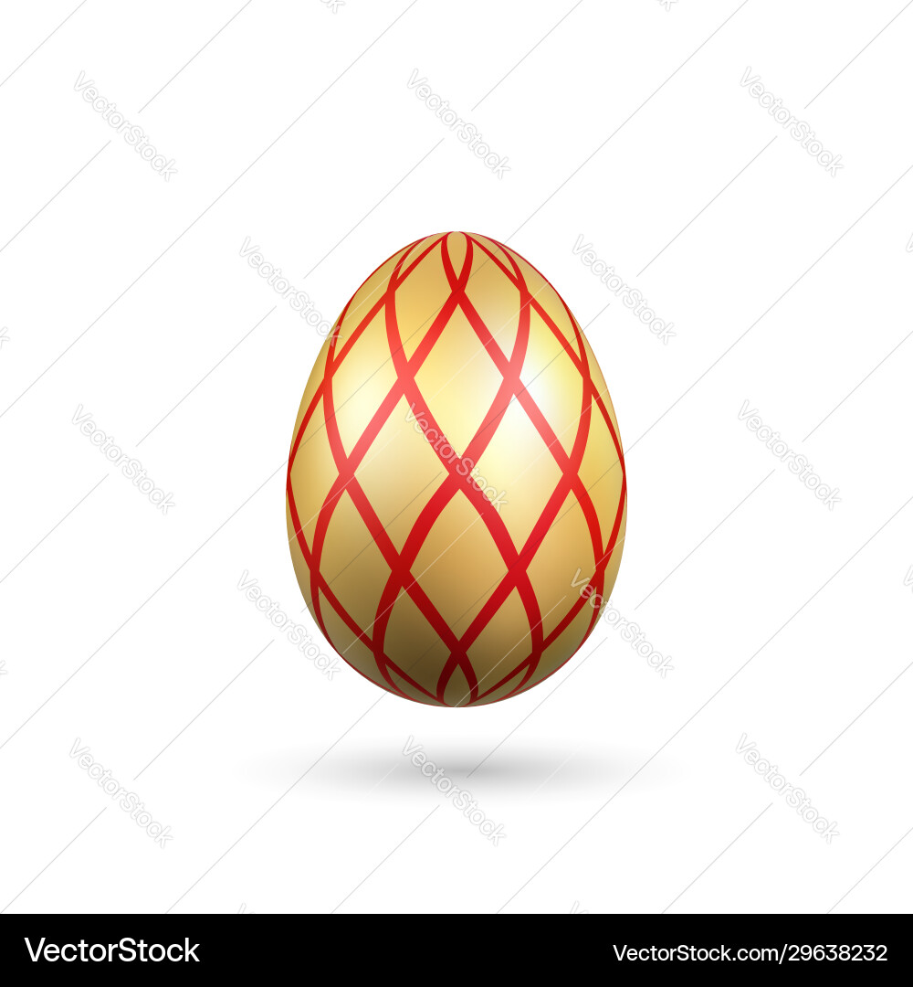Easter egg 3d icon red gold isolated white Easter egg 3d icon red gold isolated white vector image