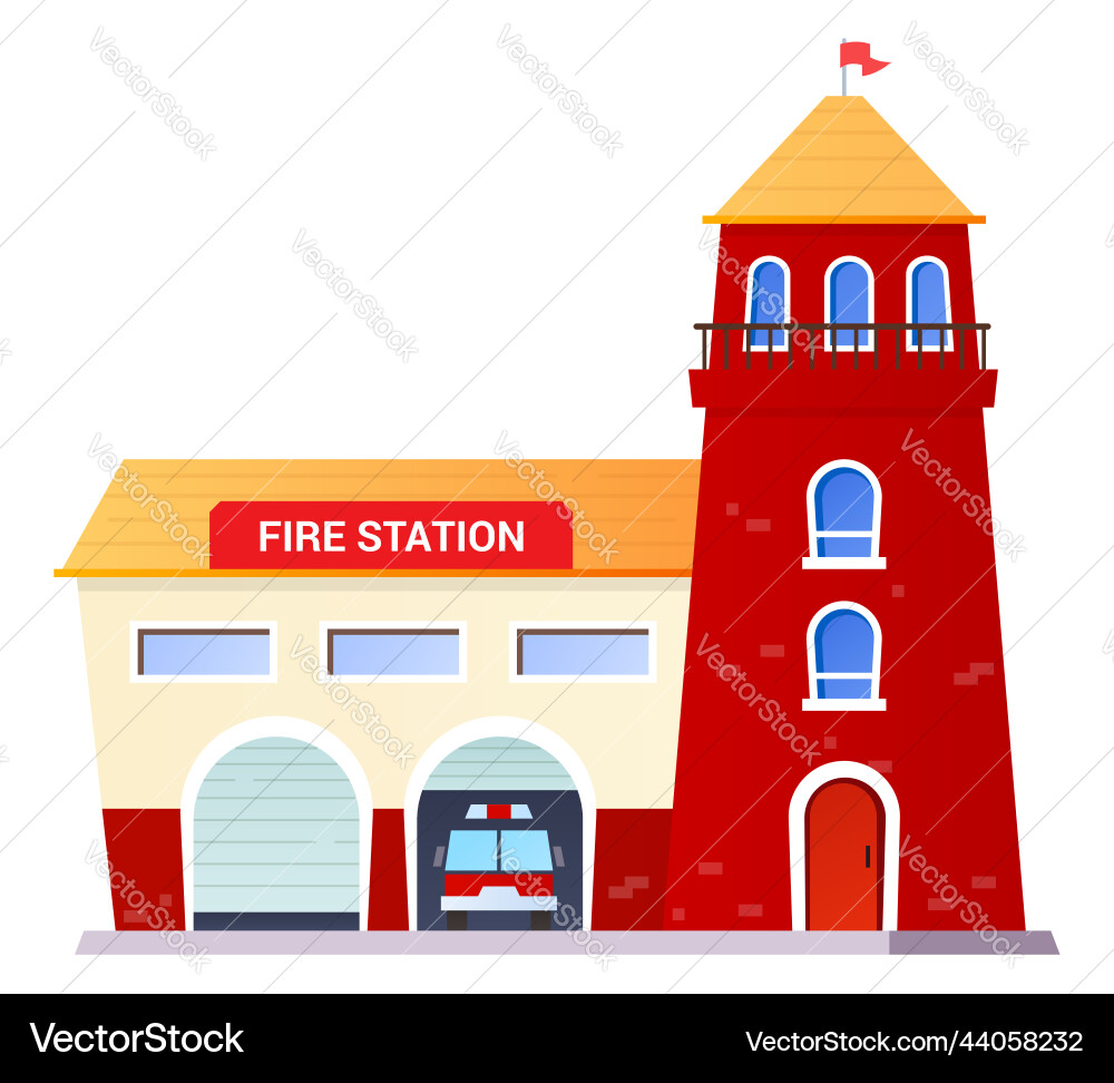 Fire station - modern flat design style single Vector Image