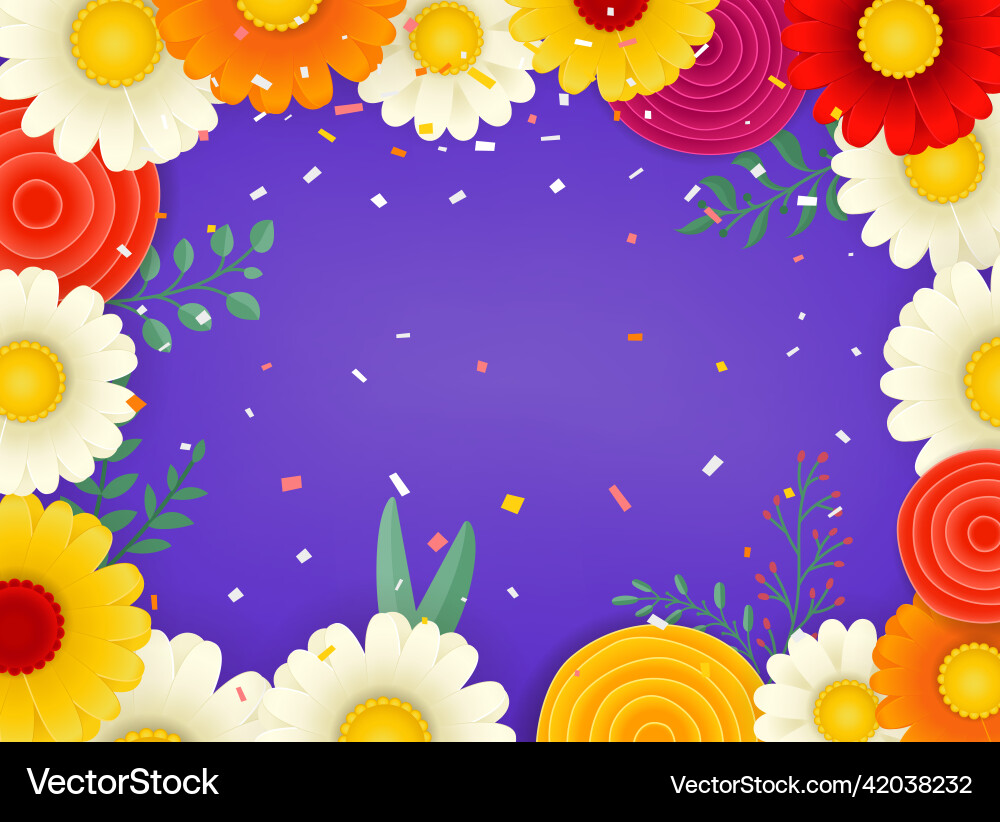 Frame with color flowers copy space for a text vector image