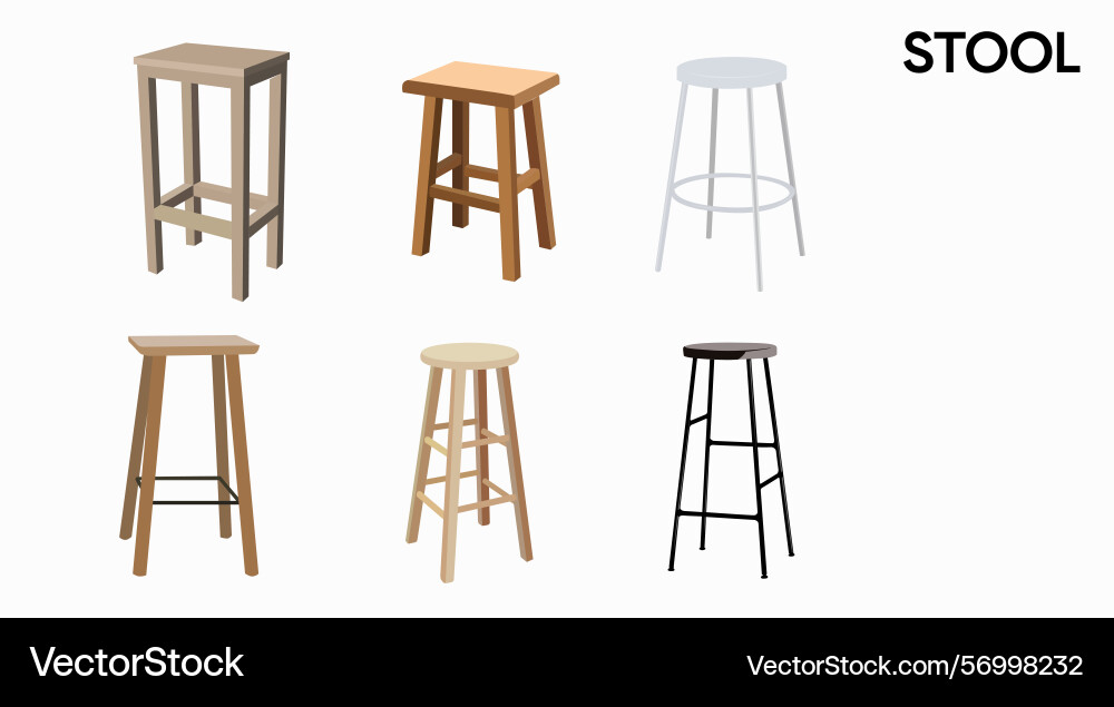 Isolated different bar stools set Vector Image
