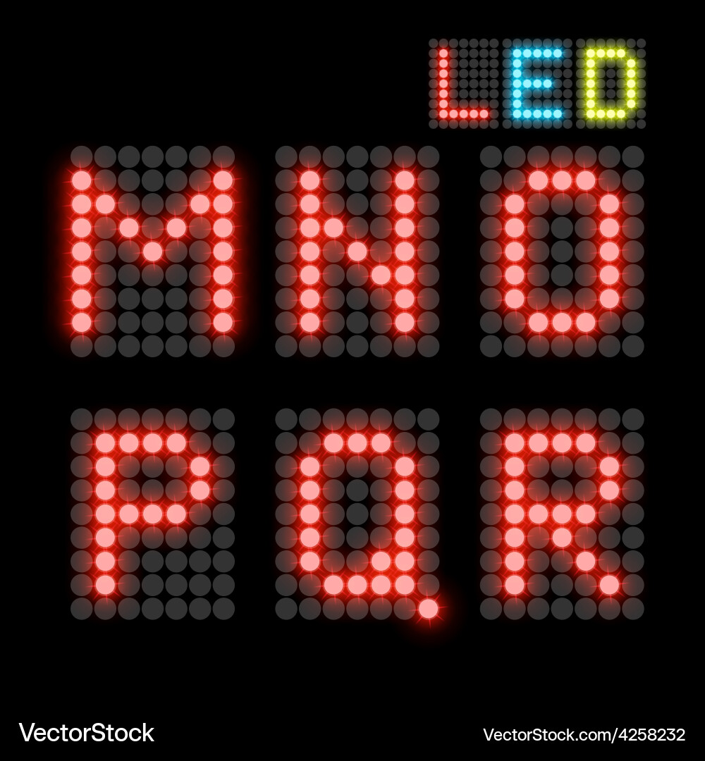 Led font Royalty Free Vector Image - VectorStock