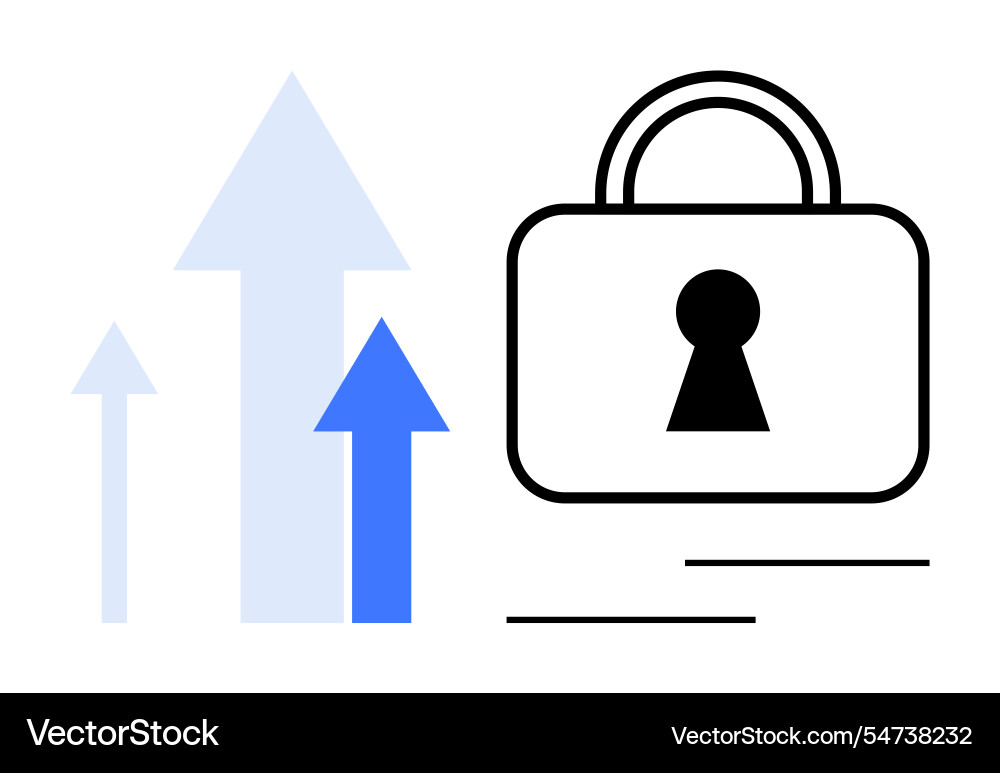 Lock with upward arrows representing security vector image