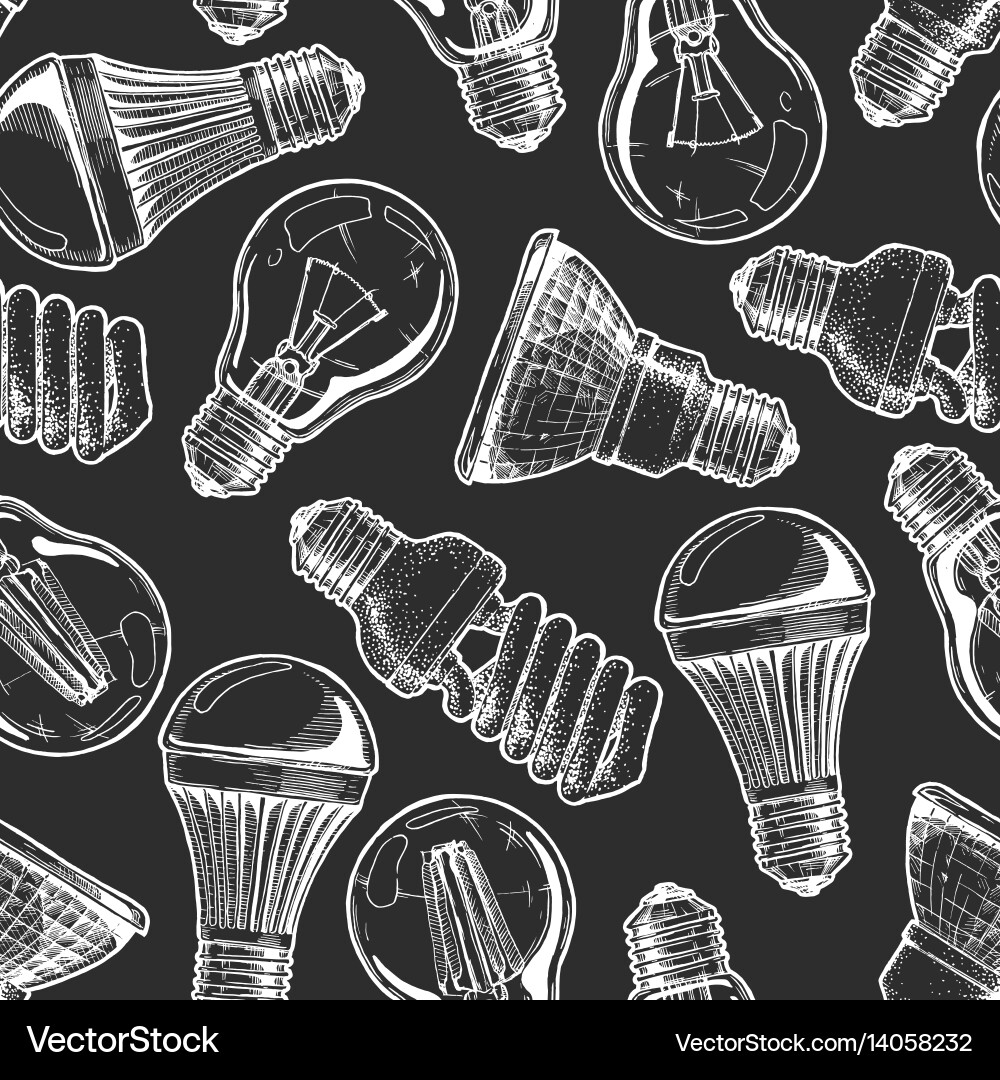Pattern with different lightbulb vector image