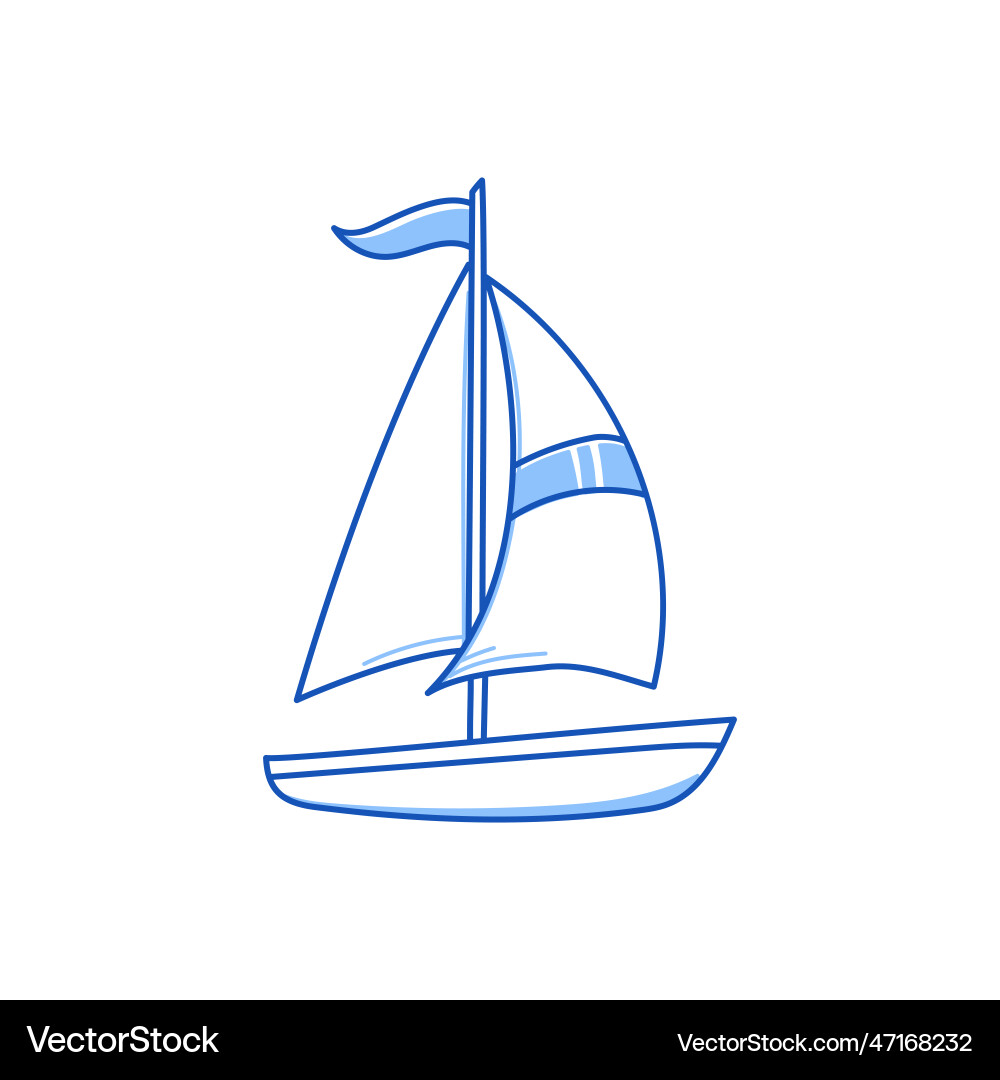 Sail boat yacht ship doodle hand drawn sketch Sail boat yacht ship doodle hand drawn sketch vector image