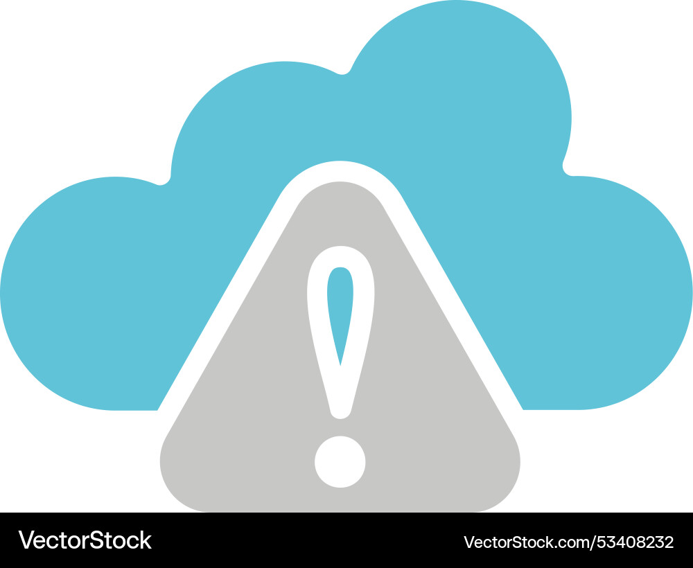 Warning cloud computing glyph two colour icon Vector Image