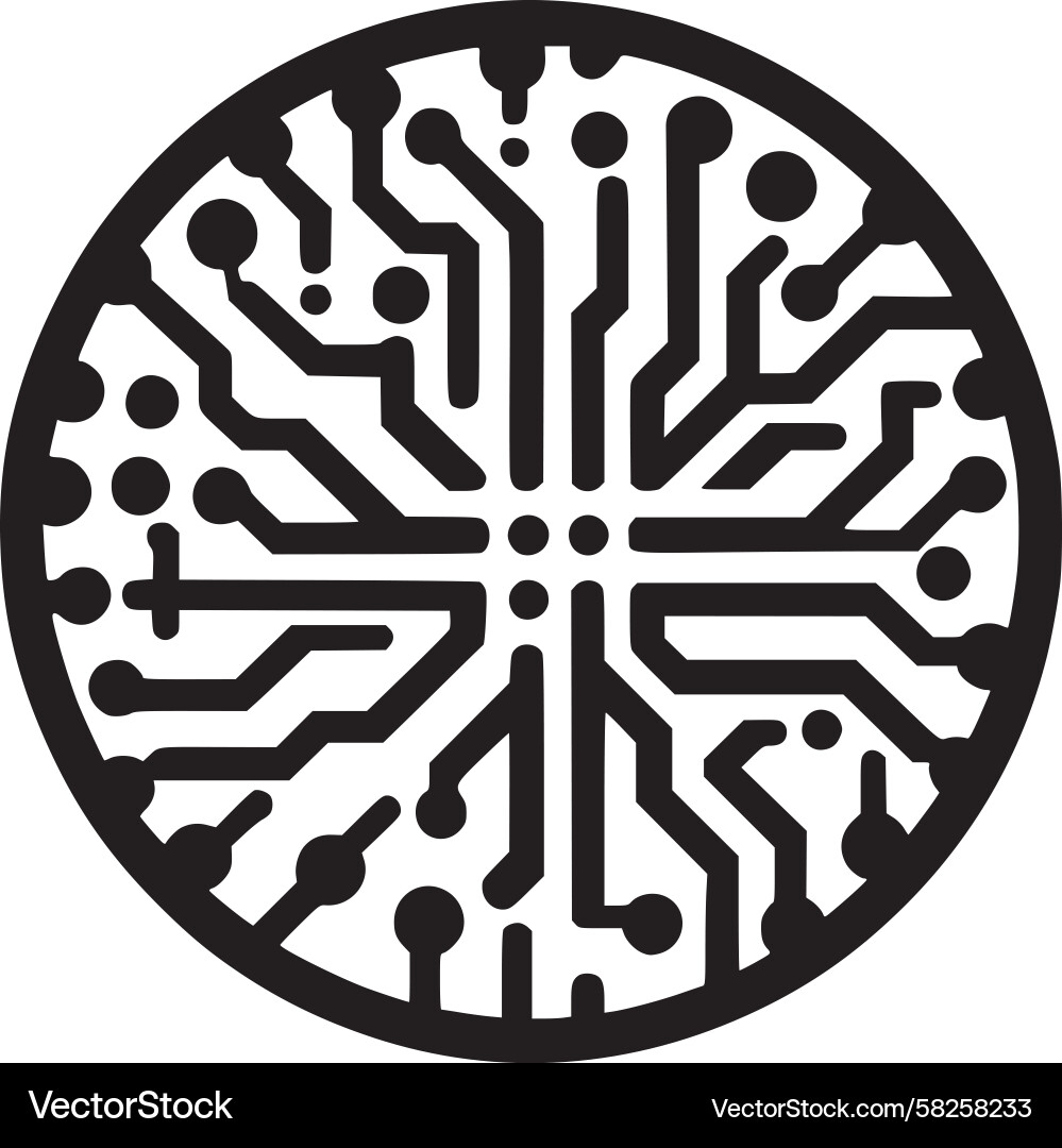 Bloom Circuit Network Icon Vector Image