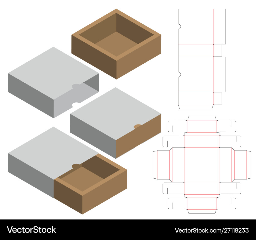 Box packaging die cut template design 3d mock-up Box packaging die cut template design 3d mock-up vector image