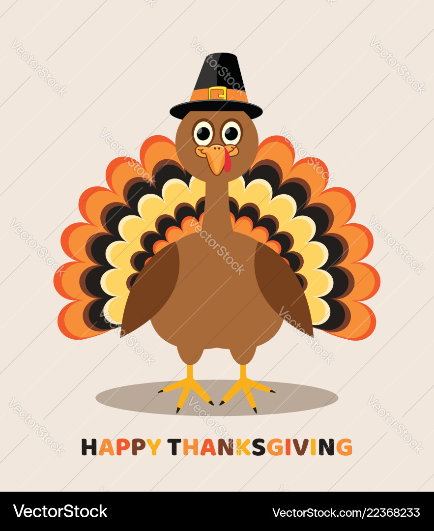 Card for thanksgiving day with cartoon turkey Card for thanksgiving day with cartoon turkey vector image