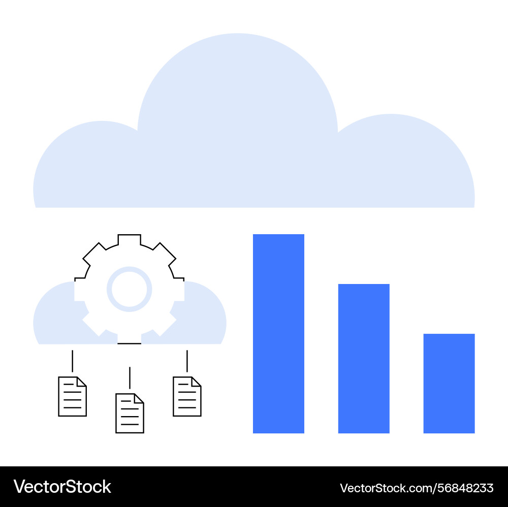 Cloud computing workflow with data analytics Cloud computing workflow with data analytics vector image