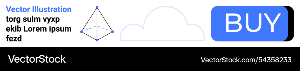 Geometric shape with cloud icon and buy button Geometric shape with cloud icon and buy button vector image