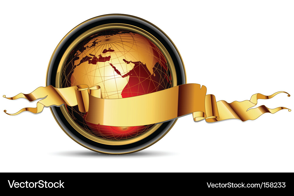 Global World Map with Ribbon Vector Image