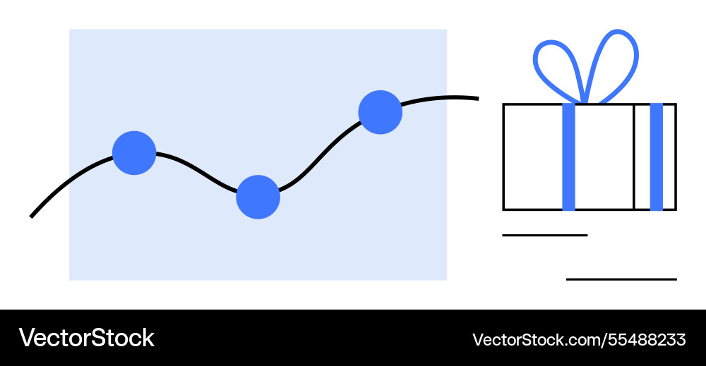 Graph with data points ascending alongside wrapped Graph with data points ascending alongside wrapped vector image