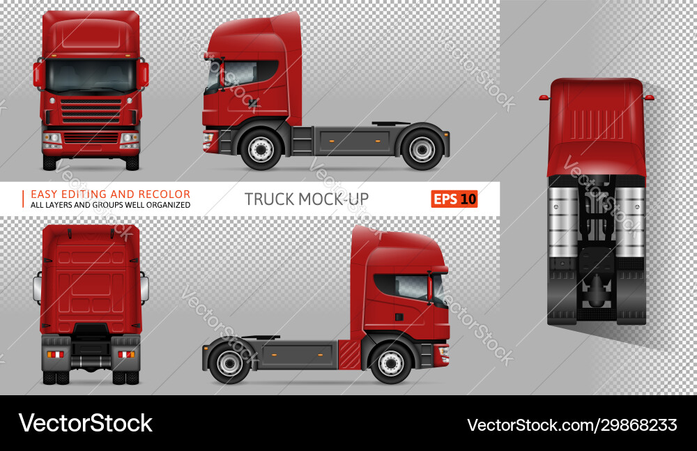 Red truck mockup vector image