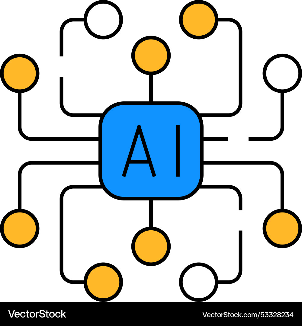 Artificial intelligence ai scheme icon color Vector Image