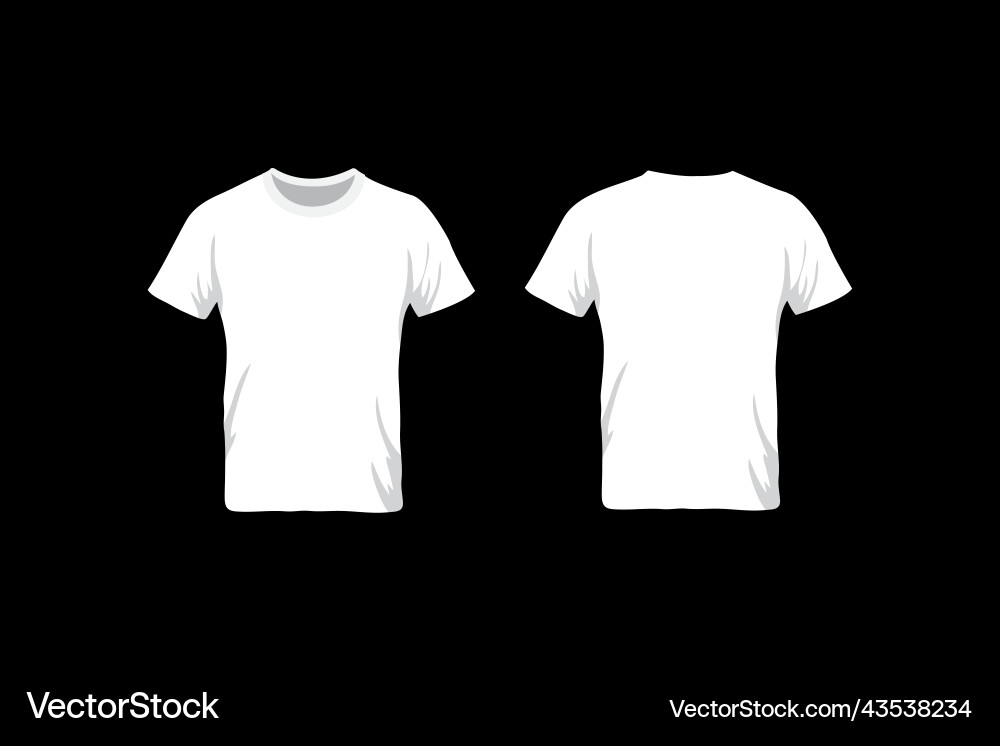 Blank weiße T-Shirt Vorlage vorne und hinten Vektorbild