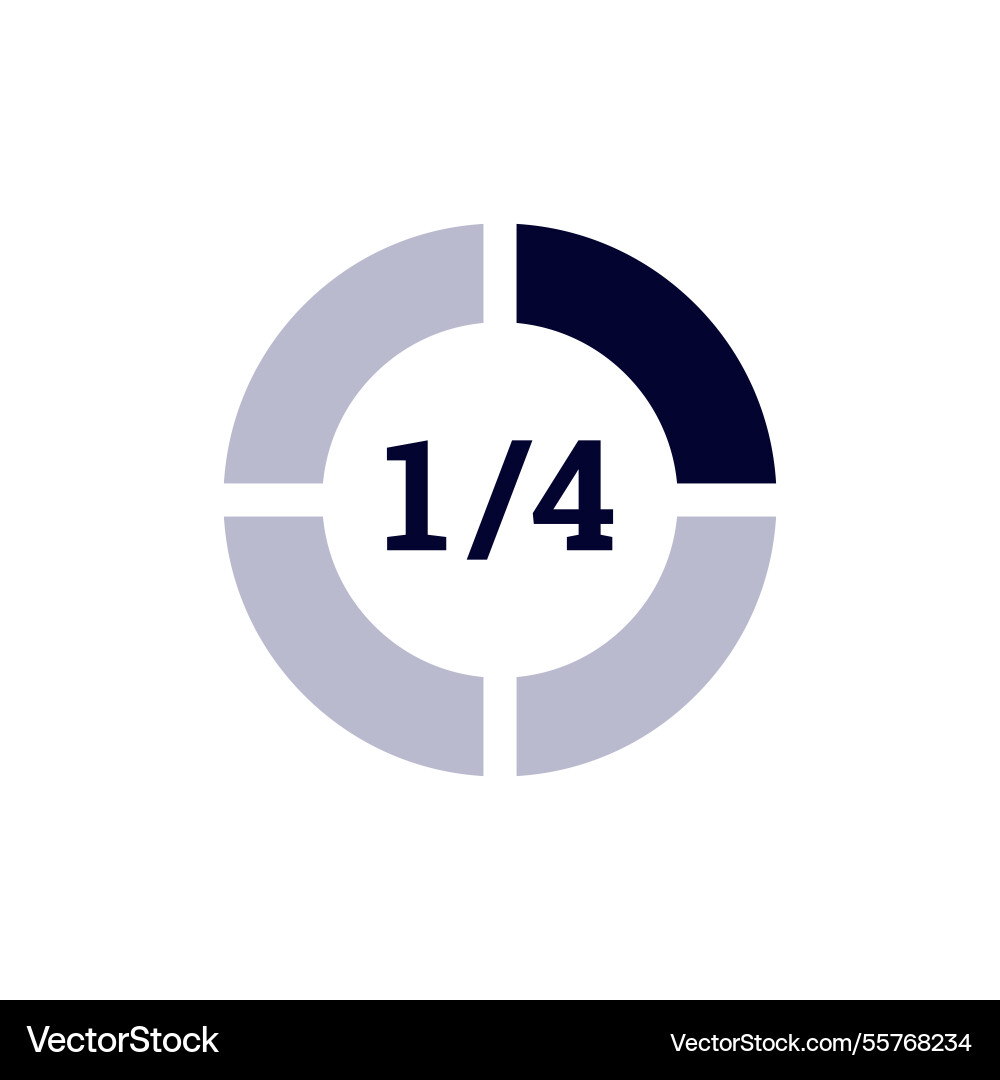 Circular progress bar icon with fractional text vector image