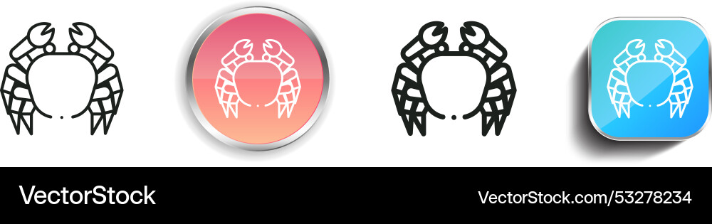 Crab icon thin linear regular and button style Vector Image