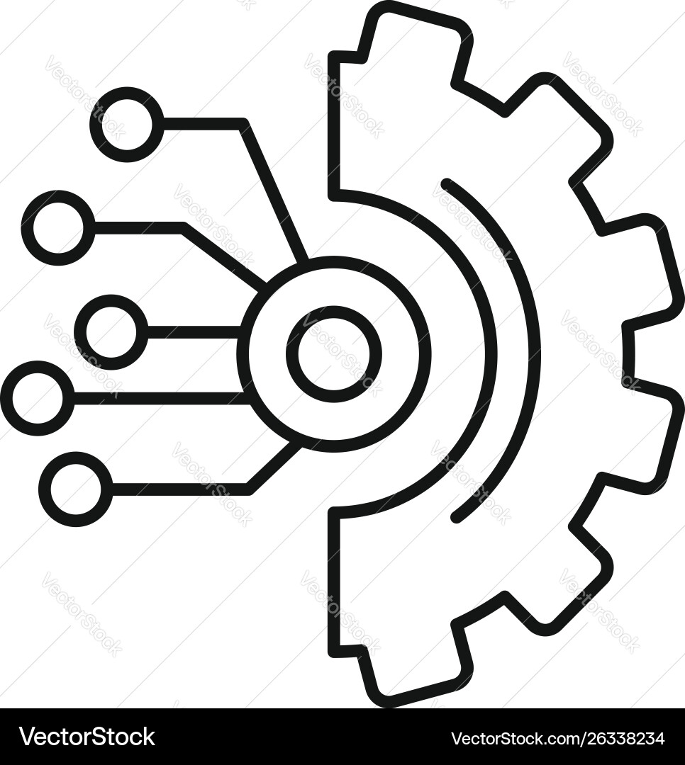 Gear smart ai icon outline style Gear smart ai icon outline style vector image