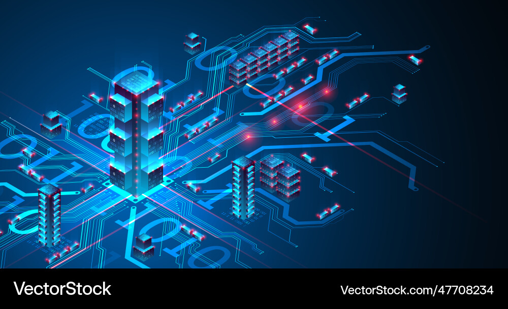 Isometric big data concept database abstract Isometric big data concept database abstract vector image