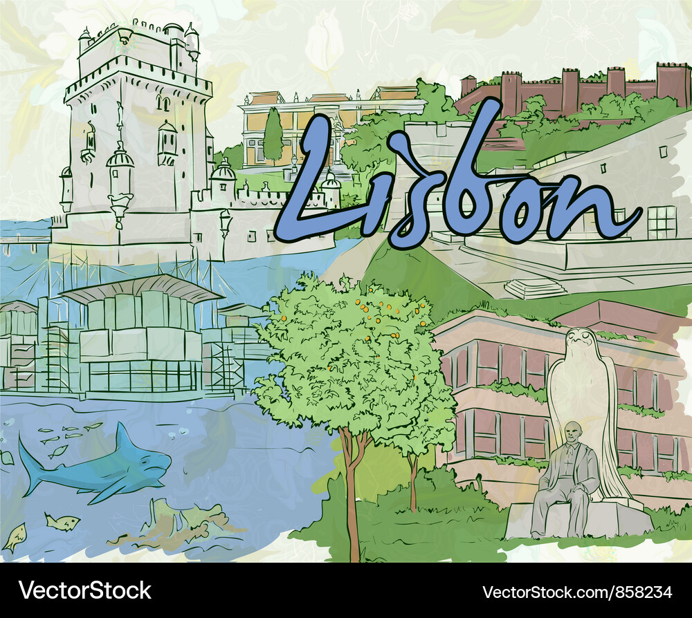 Lisbon Sketch Collection Vector Image