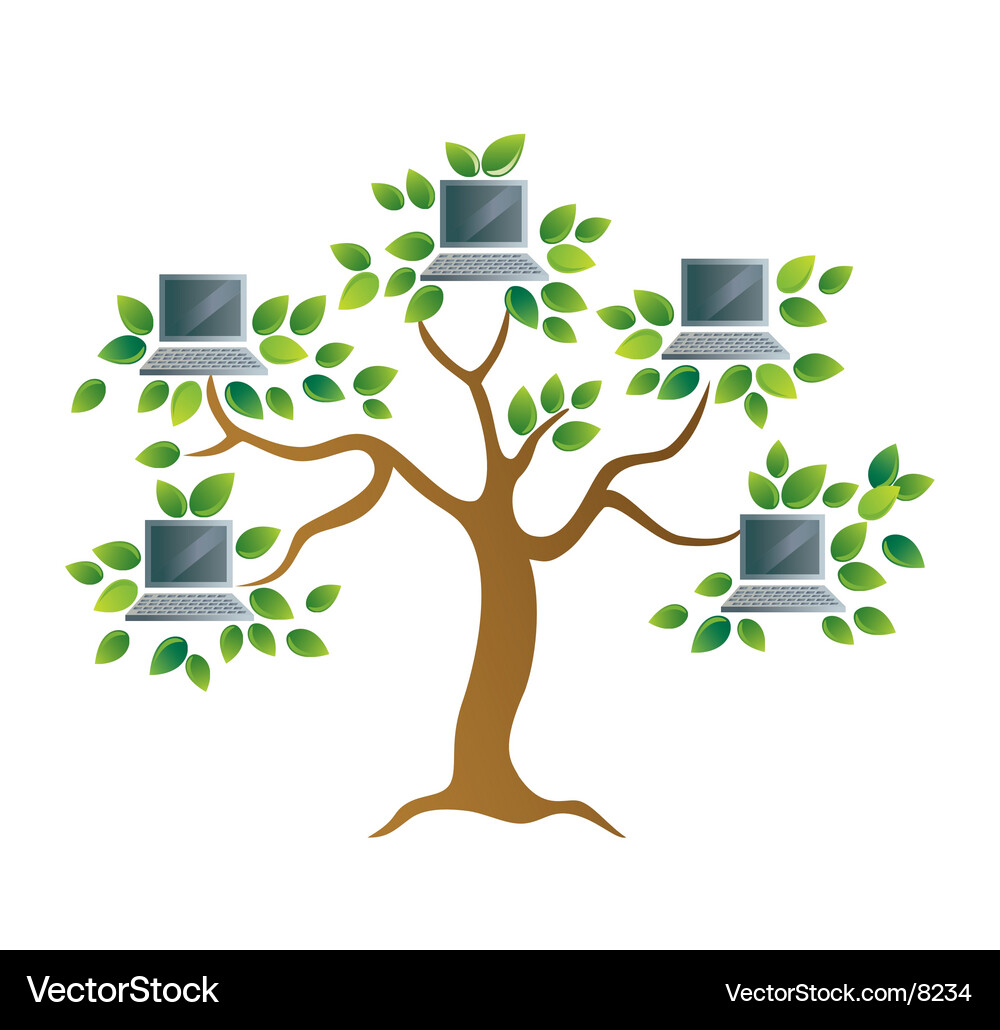 Lush Tree mit Laptop Vektorbild