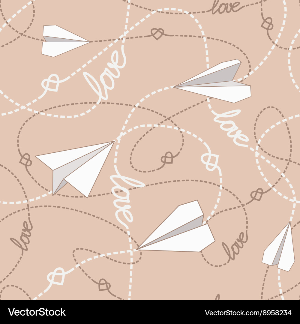 Paper planes with tangled lines seamless pattern vector image