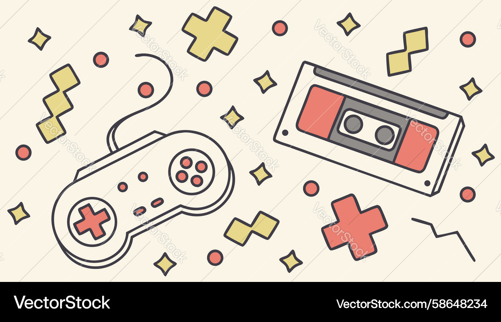 Retro Game Tech Seamless Pattern Vector Image