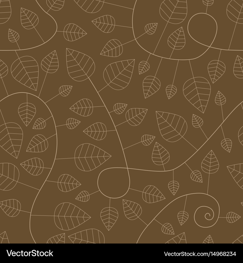 Seamless pattern with leaves and curves vector image