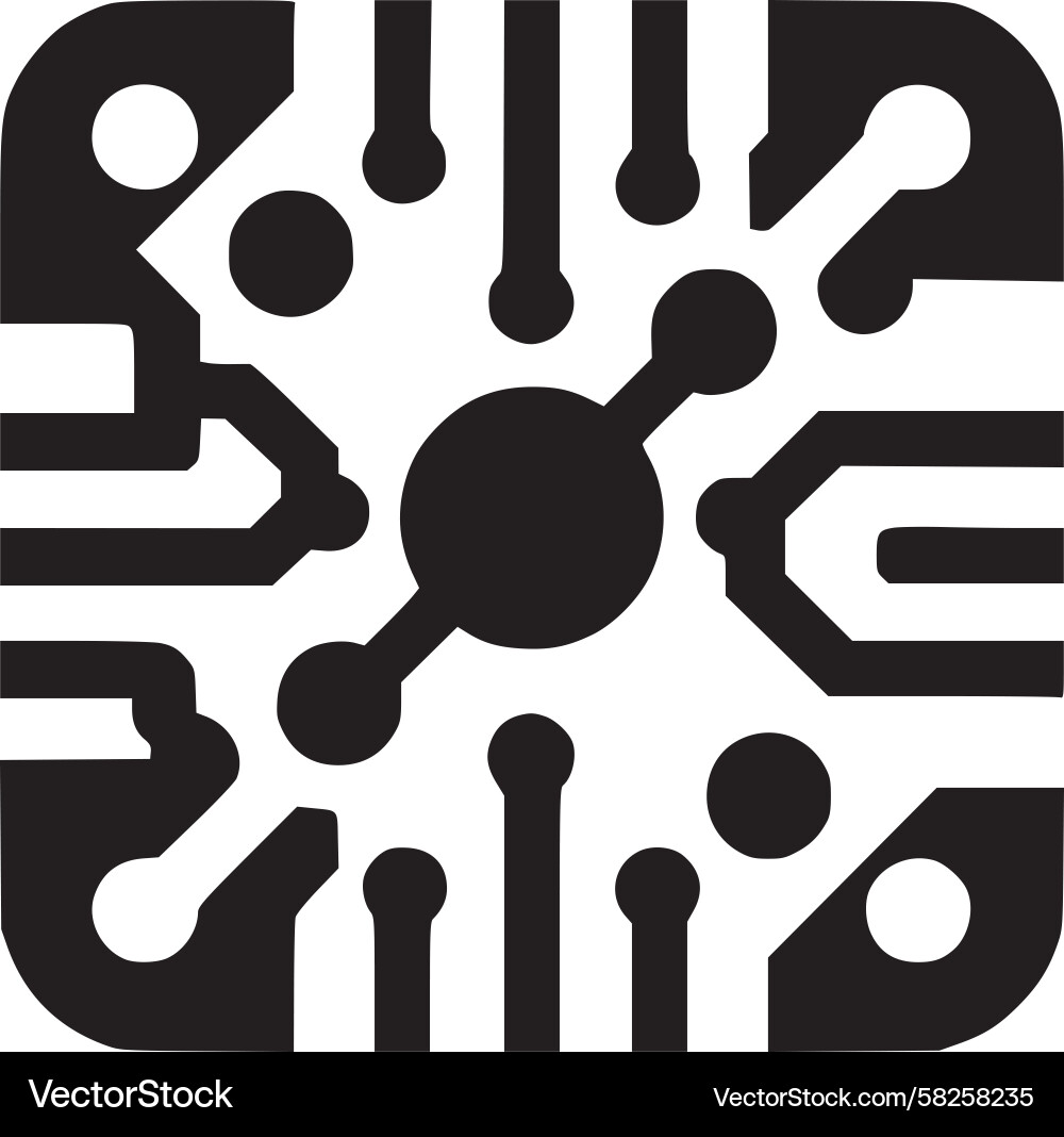 Abstract Circuit Connection Network Vector Image