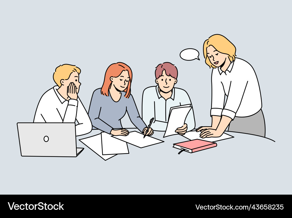 Geschäftsleute diskutieren Papierkram beim Treffen Geschäftsleute diskutieren Papierkram beim Treffen vektorbild