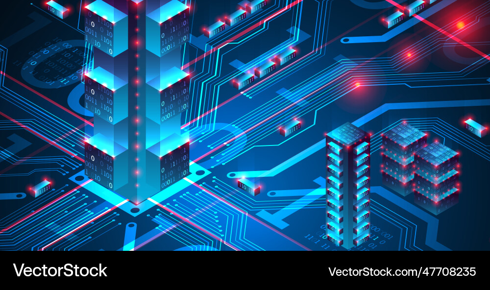 Isometric big data concept database abstract Isometric big data concept database abstract vector image